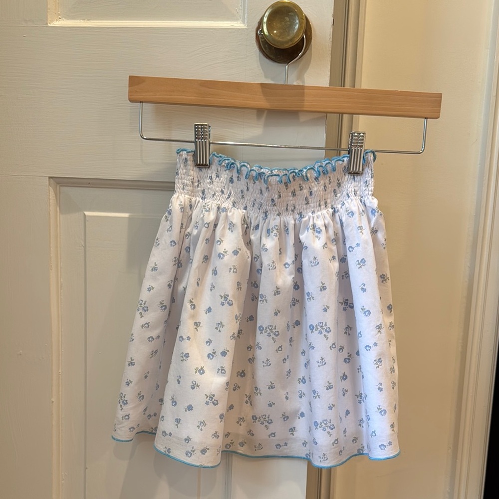 Floral White and Blue Kids Skirt
